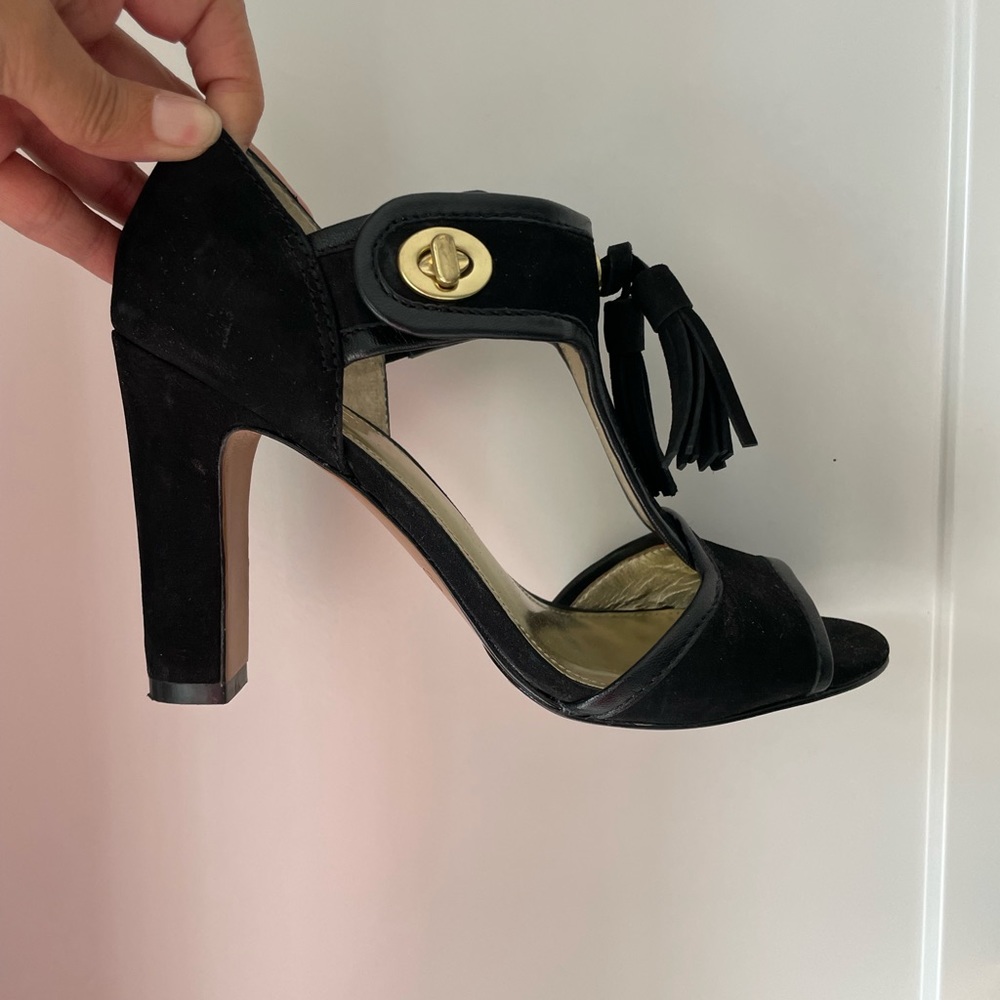 GORGEOUS Coach suede and leather black sandals.  Good condition, see photos